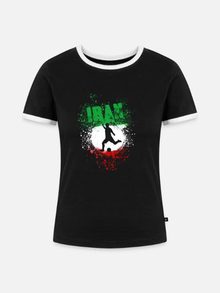 iran, fußball,fußballspieler,free iran,flagge - Frauen Kontrast-T-Shirt - Schwarz/Weiß