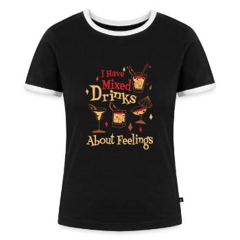 Gemischte Gefühle Und Exquisite Drinks - Frauen Kontrast-T-Shirt - Schwarz/Weiß - Vorne - Selfina (174cm)