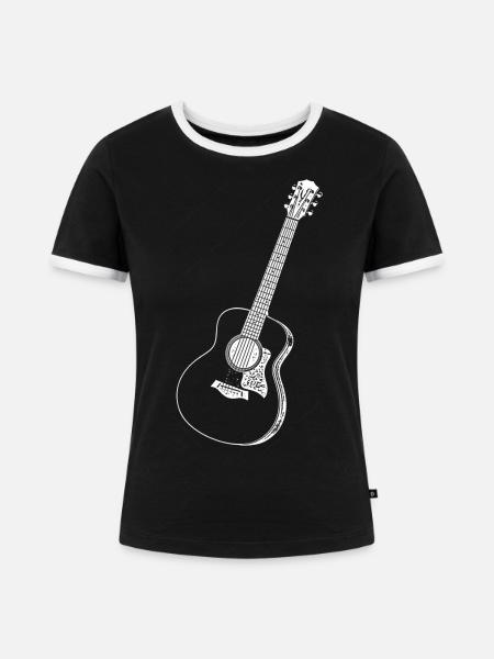 Gitarre - Frauen Kontrast-T-Shirt - Schwarz/Weiß