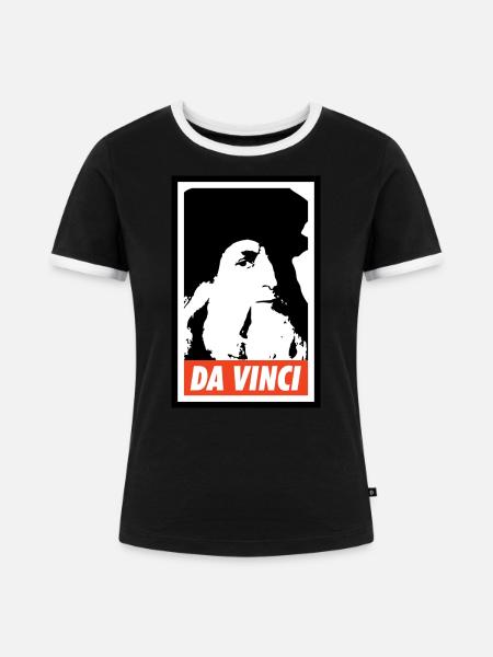 Leonardo da Vinci - Frauen Kontrast-T-Shirt - Schwarz/Weiß
