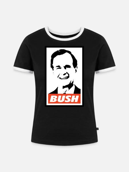 George H.W. Busch - Frauen Kontrast-T-Shirt - Schwarz/Weiß