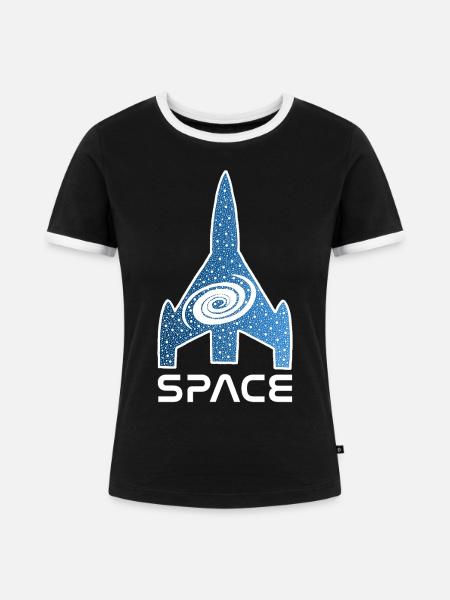 Sternengalaxie-Rakete - Frauen Kontrast-T-Shirt - Schwarz/Weiß
