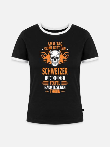 SCHWEIZER - Frauen Kontrast-T-Shirt - Schwarz/Weiß