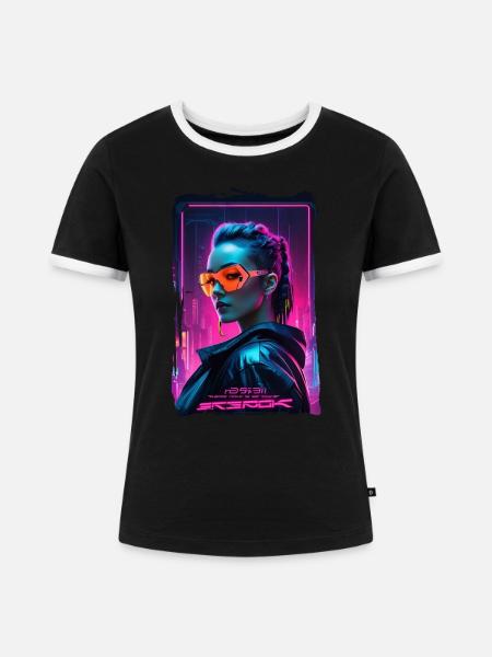 Neon Brille - Frauen Kontrast-T-Shirt - Schwarz/Weiß
