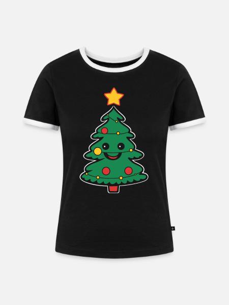 Kleiner Weihnachtsbaum - Frauen Kontrast-T-Shirt - Schwarz/Weiß