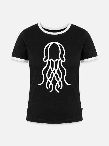 Qualle - Frauen Kontrast-T-Shirt - Schwarz/Weiß