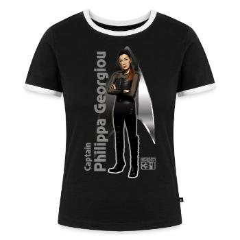 Star Trek Discovery Captain Philippa Georgiou - Frauen Kontrast-T-Shirt - Schwarz/Weiß - Vorne - Selfina (174cm)