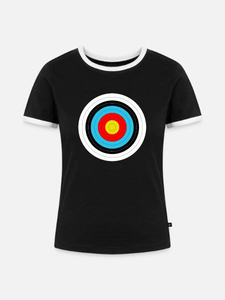 Zielscheibe beim Bogenschießen - Frauen Kontrast-T-Shirt - Schwarz/Weiß