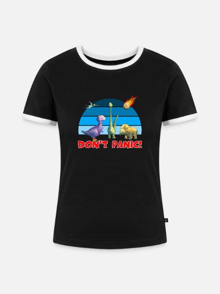 Dinos - Frauen Kontrast-T-Shirt - Schwarz/Weiß