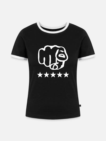 you five star - Frauen Kontrast-T-Shirt - Schwarz/Weiß