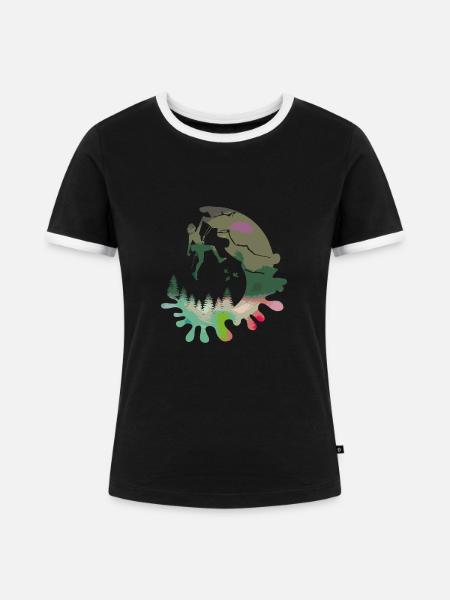 Kletterin - Frauen Kontrast-T-Shirt - Schwarz/Weiß
