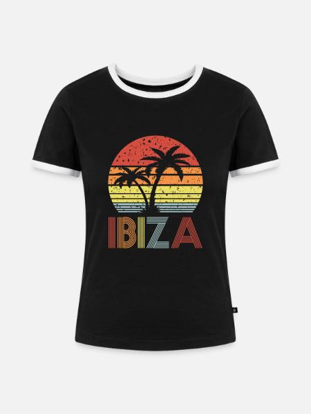 Ibiza - Frauen Kontrast-T-Shirt - Schwarz/Weiß