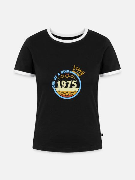 Jahr 1975 - Frauen Kontrast-T-Shirt - Schwarz/Weiß
