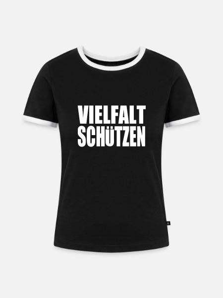 vielfalt schützen - Frauen Kontrast-T-Shirt - Schwarz/Weiß