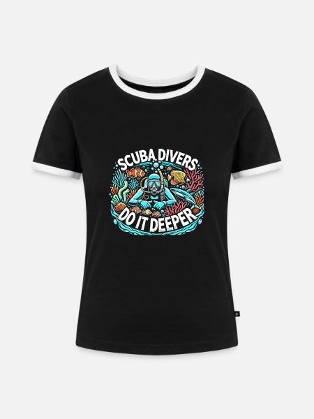 Taucher machen es tiefer - Frauen Kontrast-T-Shirt - Schwarz/Weiß