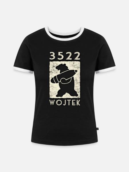 Teddybär Wojtek 3522 - Frauen Kontrast-T-Shirt - Schwarz/Weiß