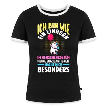 Einhorn - Frauen Kontrast-T-Shirt - Schwarz/Weiß - Vorne - Selfina (174cm)