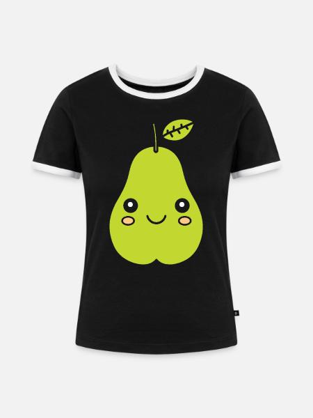 Birne - Frauen Kontrast-T-Shirt - Schwarz/Weiß