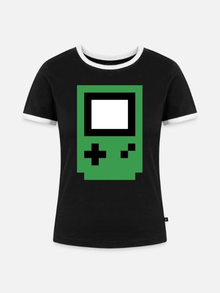 grün-Konsole - Frauen Kontrast-T-Shirt - Schwarz/Weiß