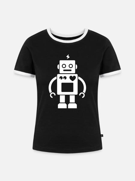 Roboter / Robot #2_1c - Frauen Kontrast-T-Shirt - Schwarz/Weiß