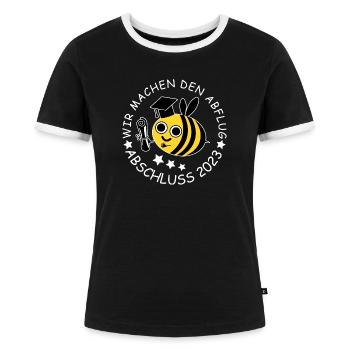 Abschluss Biene 2023 - Frauen Kontrast-T-Shirt - Schwarz/Weiß - Vorne - Selfina (174cm)