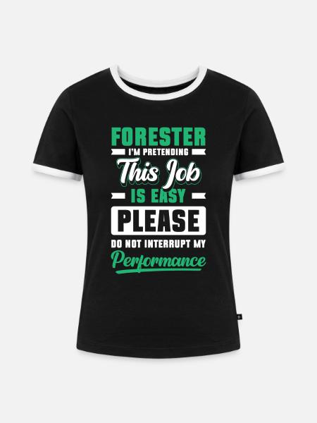 Förster Jäger - Frauen Kontrast-T-Shirt - Schwarz/Weiß