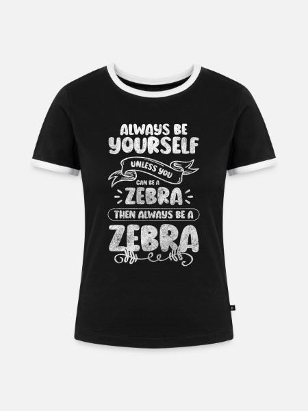 Zebras Tier Steppe - Frauen Kontrast-T-Shirt - Schwarz/Weiß