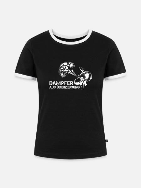 Dampfen! Dampfer! Steam! - Frauen Kontrast-T-Shirt - Schwarz/Weiß