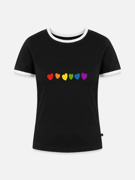 Regenbogenherzen LGBT Pride - Frauen Kontrast-T-Shirt - Schwarz/Weiß