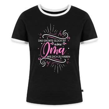 Lieblings Oma Ruhestand Rente Spruch Omi Oma Gesch - Frauen Kontrast-T-Shirt - Schwarz/Weiß - Vorne - Selfina (174cm)