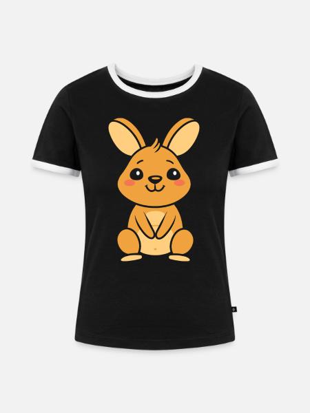 Wallaby - Frauen Kontrast-T-Shirt - Schwarz/Weiß