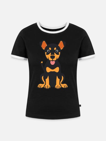 Dobermann - Frauen Kontrast-T-Shirt - Schwarz/Weiß
