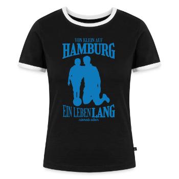 Hamburg Fußball Fans Geschenk - Frauen Kontrast-T-Shirt - Schwarz/Weiß - Vorne - Selfina (174cm)