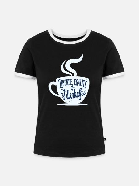 Kaffeetasse für Kaffeefans - Frauen Kontrast-T-Shirt - Schwarz/Weiß