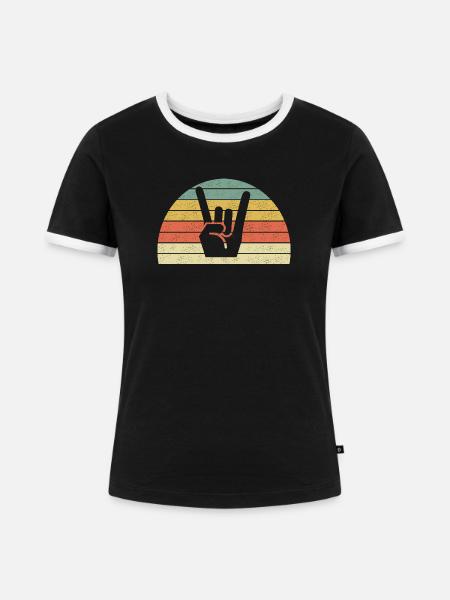 Rock - Frauen Kontrast-T-Shirt - Schwarz/Weiß