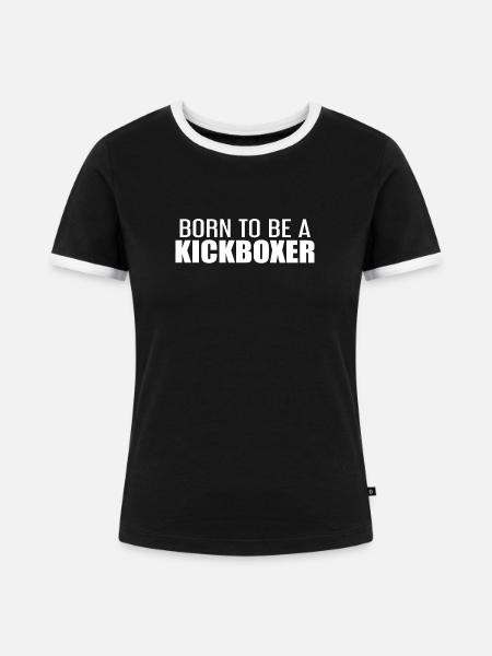 Kickboxer Kickboxen - Frauen Kontrast-T-Shirt - Schwarz/Weiß