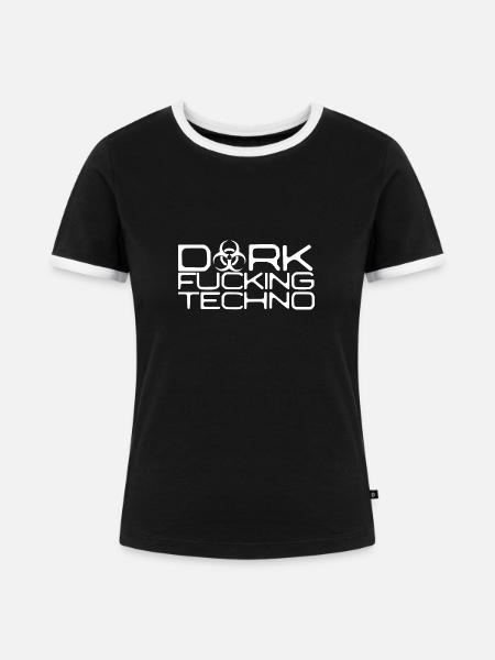 DARK F. TECHNO - Hardstyle - Frauen Kontrast-T-Shirt - Schwarz/Weiß