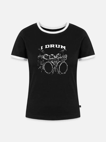 Drum Set I Drum - Frauen Kontrast-T-Shirt - Schwarz/Weiß