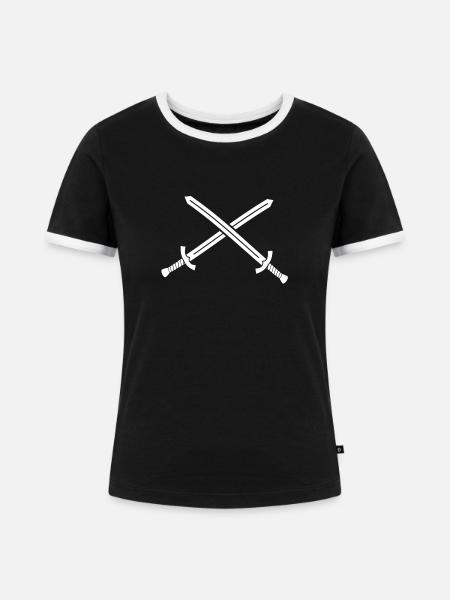 schwerter silhouette - Frauen Kontrast-T-Shirt - Schwarz/Weiß