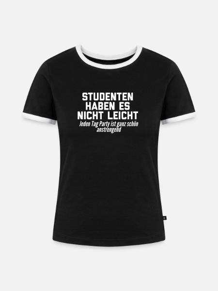 Student - Frauen Kontrast-T-Shirt - Schwarz/Weiß