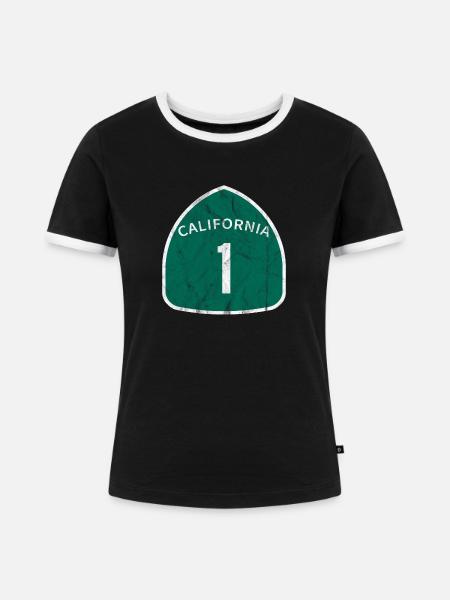 Highway Number One - Frauen Kontrast-T-Shirt - Schwarz/Weiß