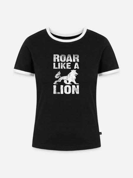 Roar like a Lion - Frauen Kontrast-T-Shirt - Schwarz/Weiß
