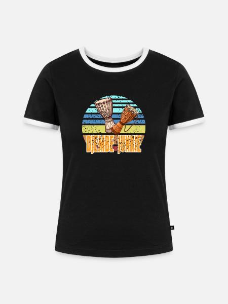 Djembe Schlaginstrument - Frauen Kontrast-T-Shirt - Schwarz/Weiß