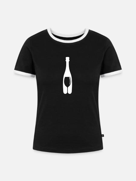 Flasche - Frauen Kontrast-T-Shirt - Schwarz/Weiß