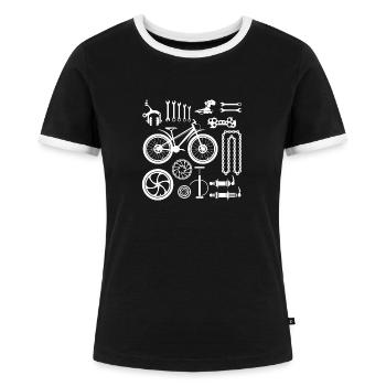 Geschenk Radsport Radsport Kit Bike bmx vtt - Frauen Kontrast-T-Shirt - Schwarz/Weiß - Vorne - Selfina (174cm)