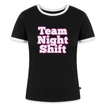 Team Nachtschicht - Frauen Kontrast-T-Shirt - Schwarz/Weiß - Vorne - Selfina (174cm)