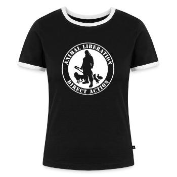 Direkte Aktion zur Tierbefreiung - Frauen Kontrast-T-Shirt - Schwarz/Weiß - Vorne - Selfina (174cm)