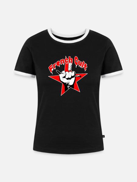 Französischer Kultstar Bad Boy - Frauen Kontrast-T-Shirt - Schwarz/Weiß
