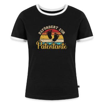 Patentante - Frauen Kontrast-T-Shirt - Schwarz/Weiß - Vorne - Selfina (174cm)
