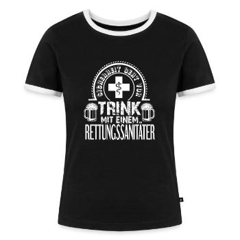 Sanitäter - Frauen Kontrast-T-Shirt - Schwarz/Weiß - Vorne - Selfina (174cm)